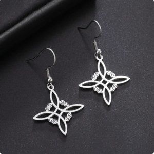 🍏50% OFF/3+...Witch's Knot Symbol Drop Earrings (Silver)